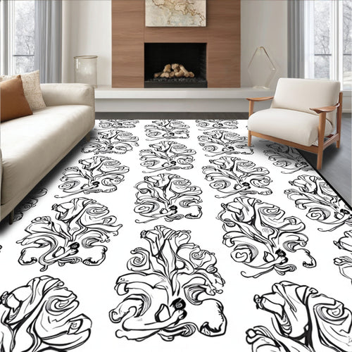 Abstract Floral Swirl Pattern Rug