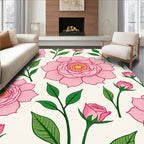 Pink Floral Vines Petals Rug