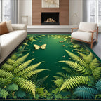 Lush Greenery Butterfly Garden Rug