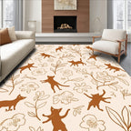 Whimsical Cat Flower Nature Pattern Rug