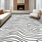 Abstract Wavy Black Line Rug