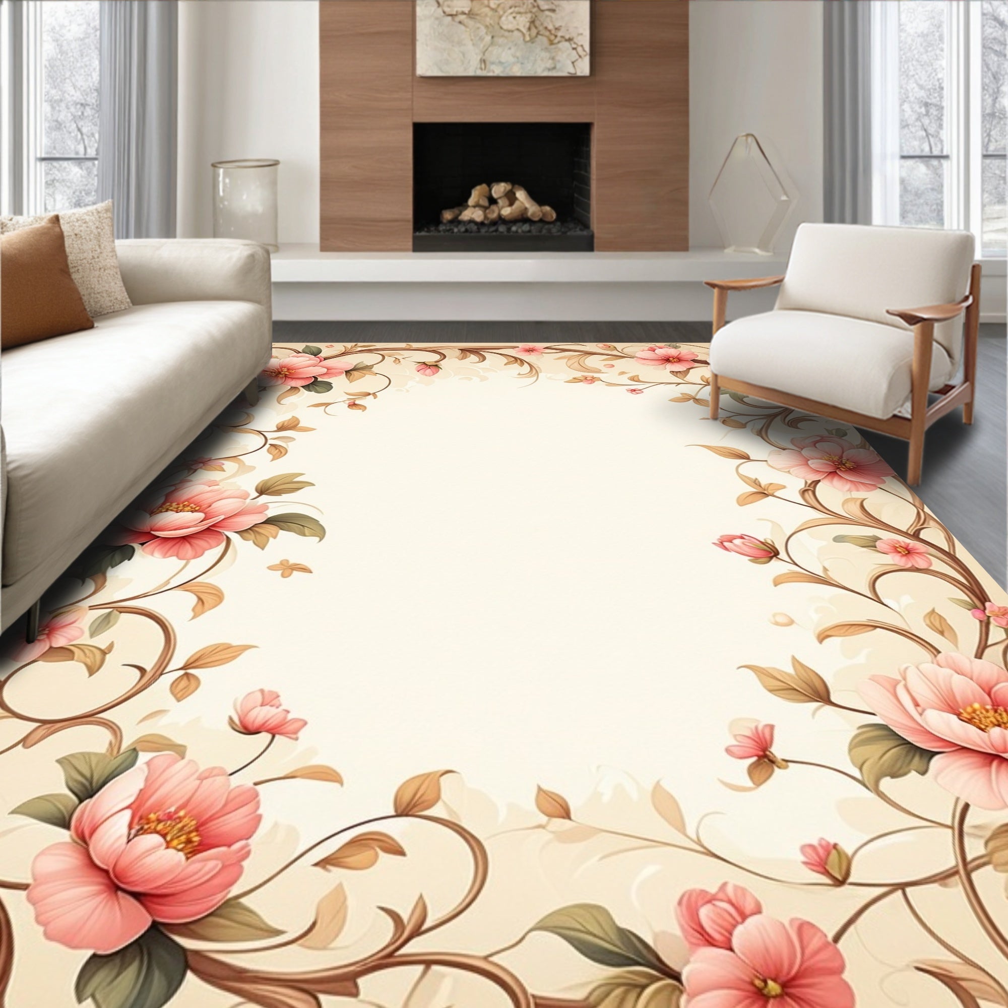 Vintage Floral Vine Pattern Rug