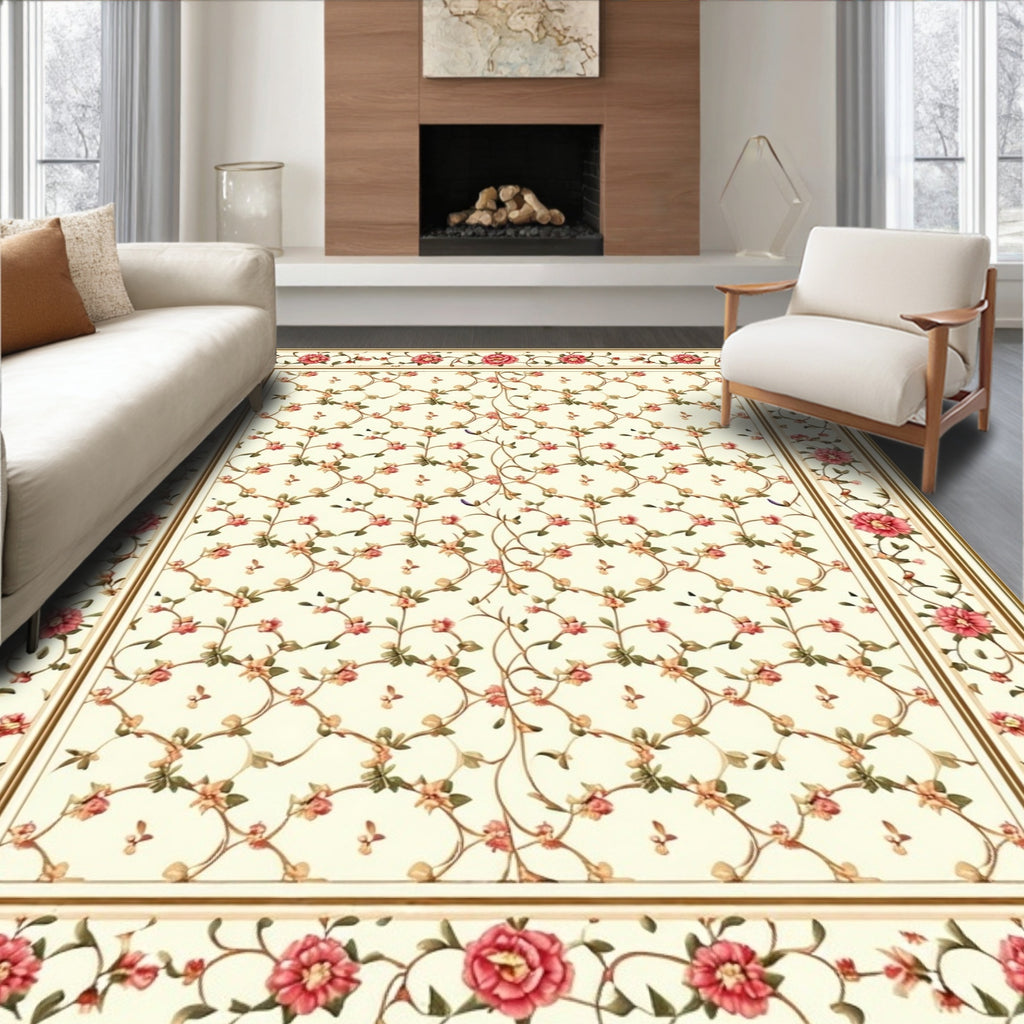 Floral Vines And Blossoms Pattern Rug