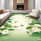 Tranquil Lotus Pond Butterfly Design Rug
