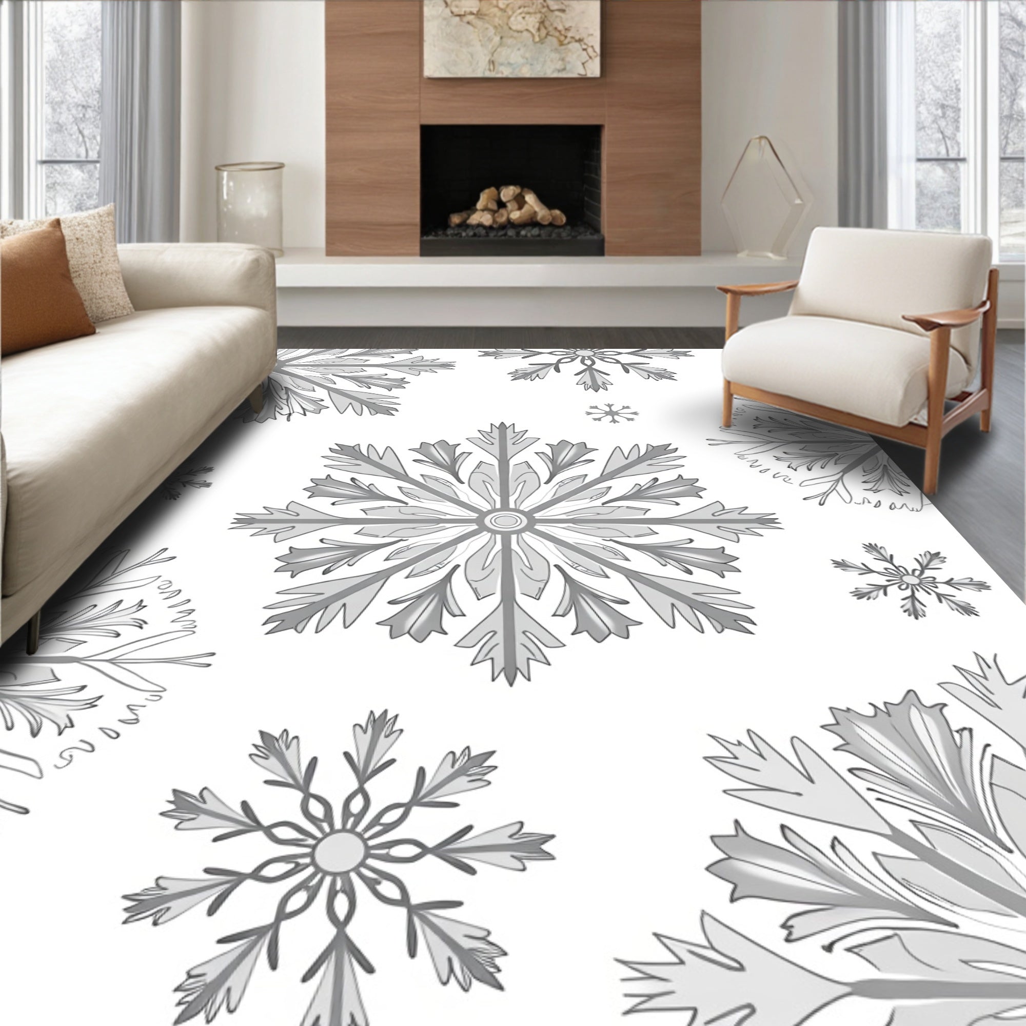 Gray Snowflake Collection Rug
