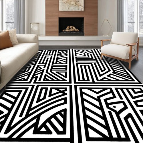 Abstract Geometric Maze Pattern Rug