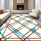 Modern Diagonal Stripes Blue Design Rug