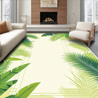Lush Green Tropical Leaf Pattern Rug