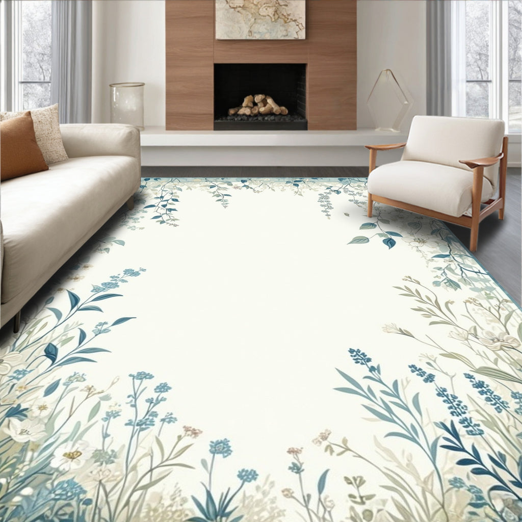 Delicate Floral Vine Pattern Rug