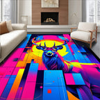 Vibrant Geometric Stag Pattern Design Rug