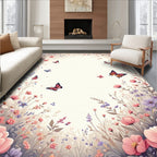 Enchanting Floral Butterfly Meadow Design Rug