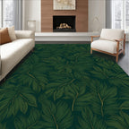 Deep Forest Leaf Pattern Rug