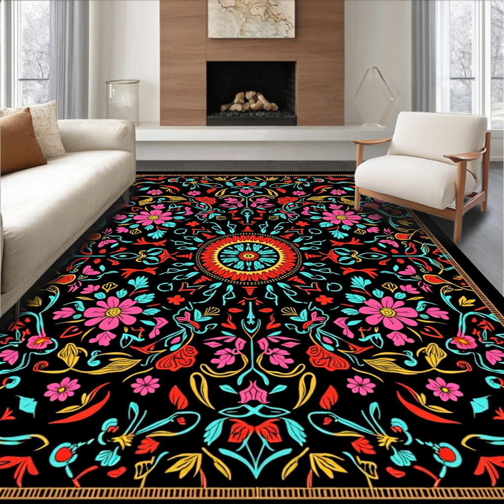 Radiant Mandala Floral Pattern Rug