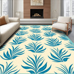 Teal Leafy Bush Cream Repeat Rug