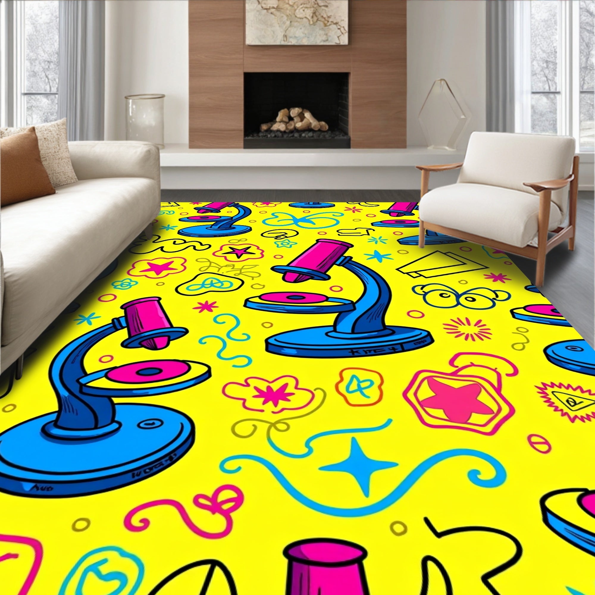 Fun Microscope Doodle Pattern Rug