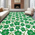 Elegant Green Floral Vine Design Rug
