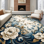 Elegant Floral Swirls Peonies Rug
