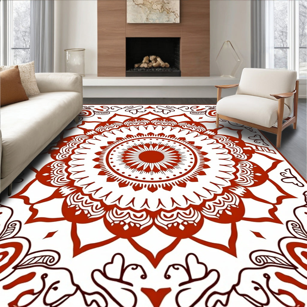 Intricate Mandala Blooming Floral Design Rug