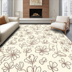 Delicate Floral Outline Cream Pattern Rug