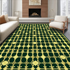 Elegant Gold Orb Floral Pattern Rug