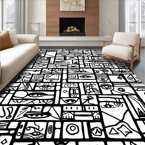 Abstract Linear Eye Pattern Design Rug