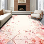 Soft Pink Floral Vine Pattern Rug