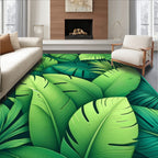 Lush Tropical Leaf Pattern Art Rug