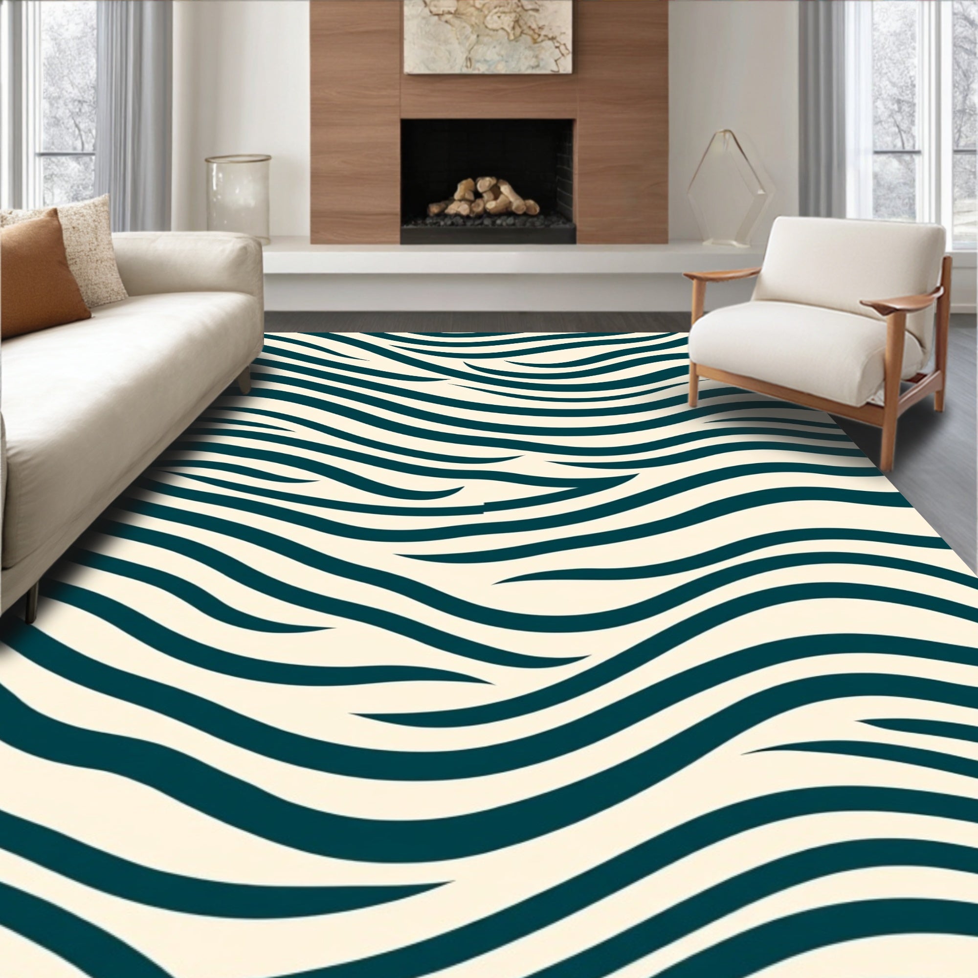 Abstract Wave Patterned Rug