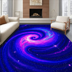 Vibrant Pink Blue Galaxy Swirl Rug