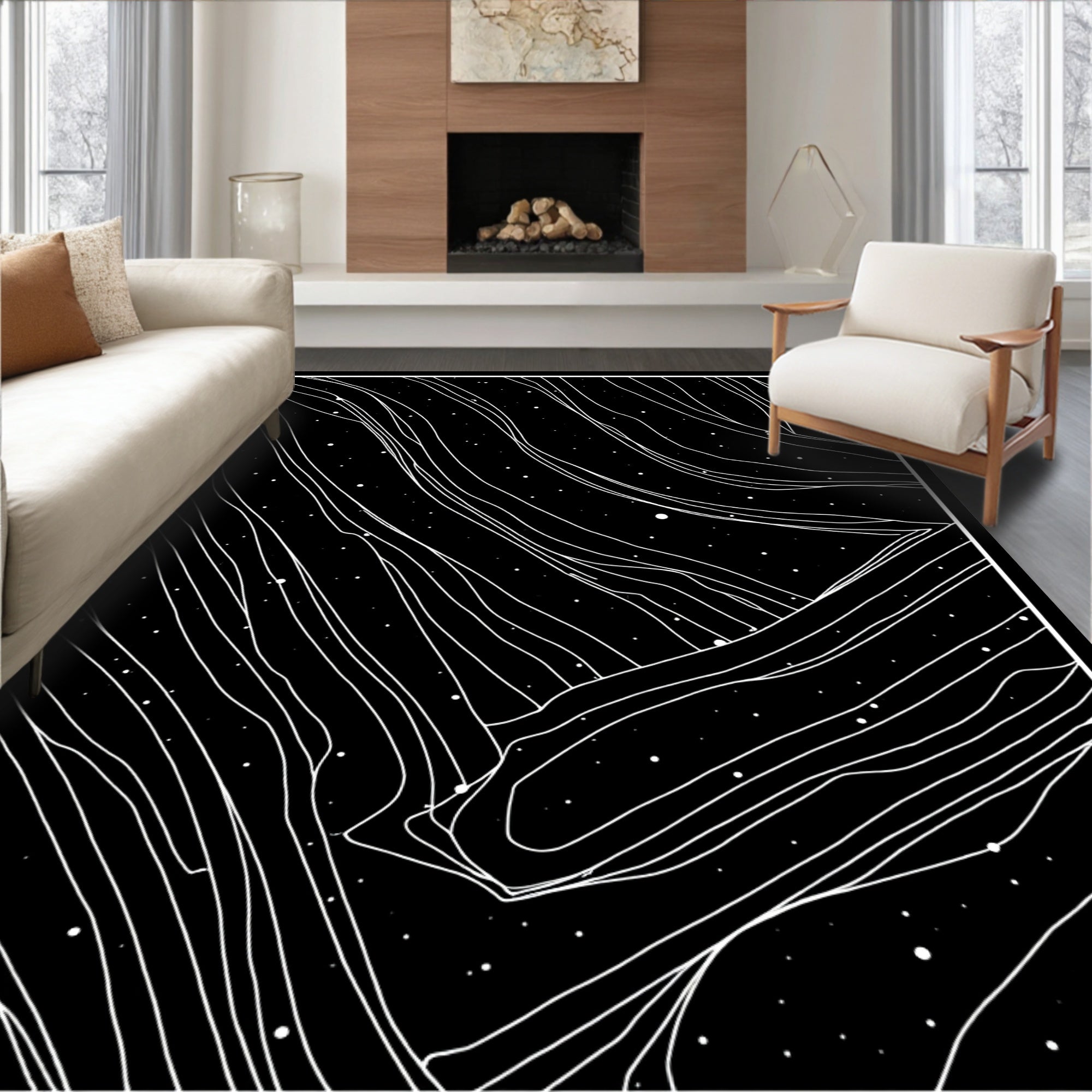 Cosmic Swirls and Stars Rug