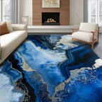 Deep Blue Silver Geode Pattern Rug