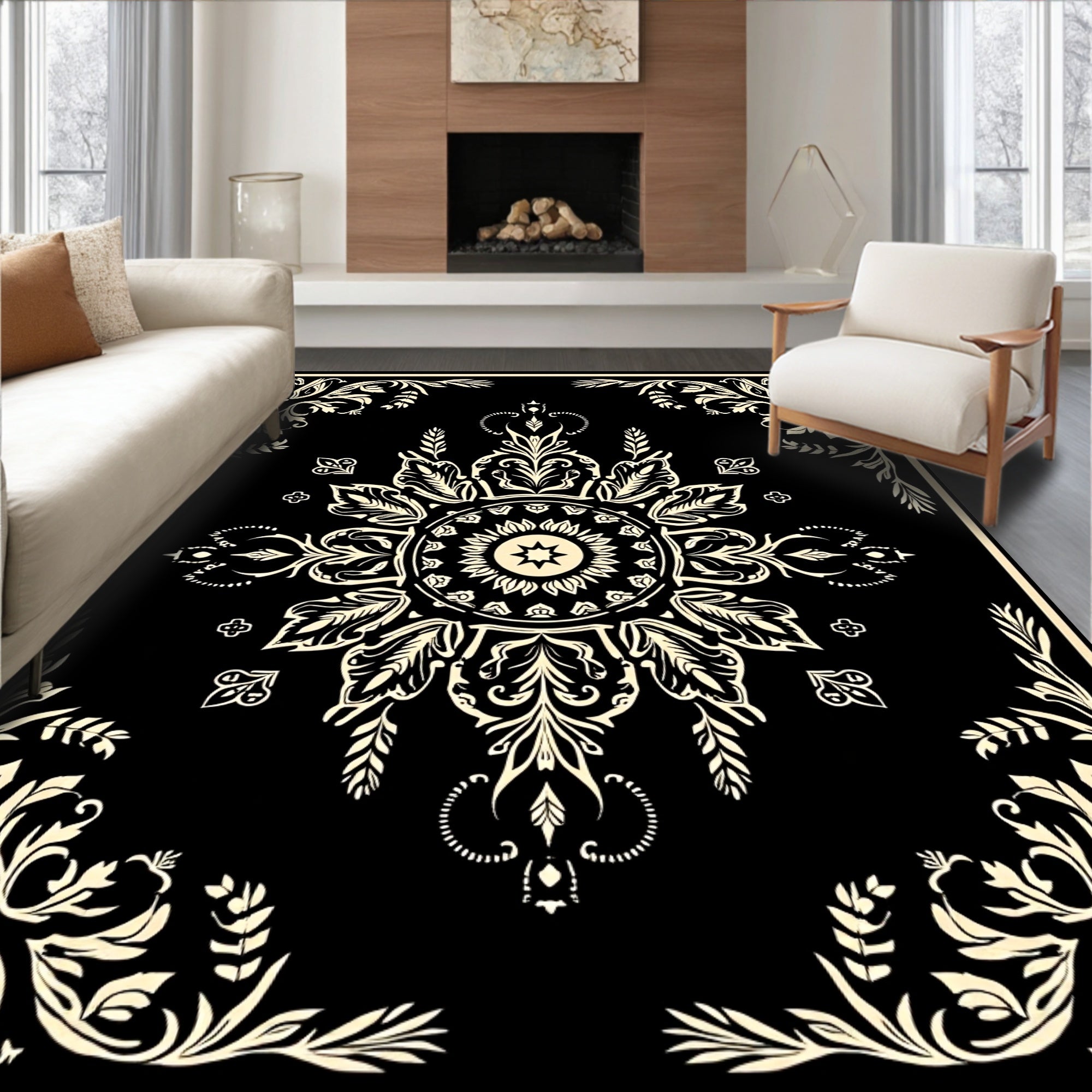 Ornate Floral Medallion Pattern Rug