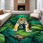 Bold Tiger Jungle Scene Rug