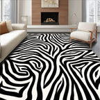 Bold Black White Animal Print Rug