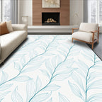 Teal Leaf Branch Pattern Design Rug
