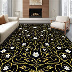 Golden Floral Swirl Pattern Rug