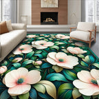 Botanical Bloom Detailed Green Accents Rug