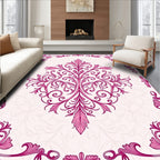 Ornate Pink Floral Vine Design Rug