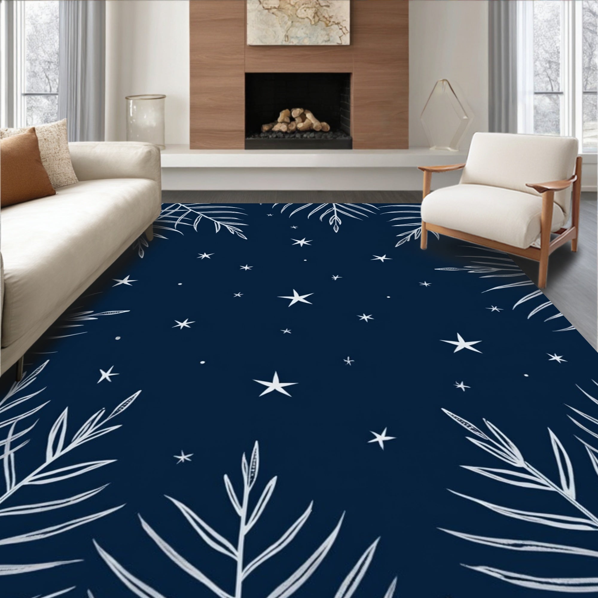 Botanical Starry Night Design Rug