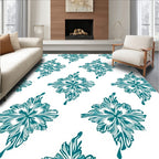 Teal Abstract Floral Whimsical Design Rug