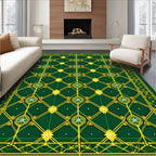 Emerald Green Golden Lattice Starburst Rug