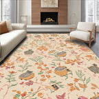 Whimsical Turtle Botanical Print Rug