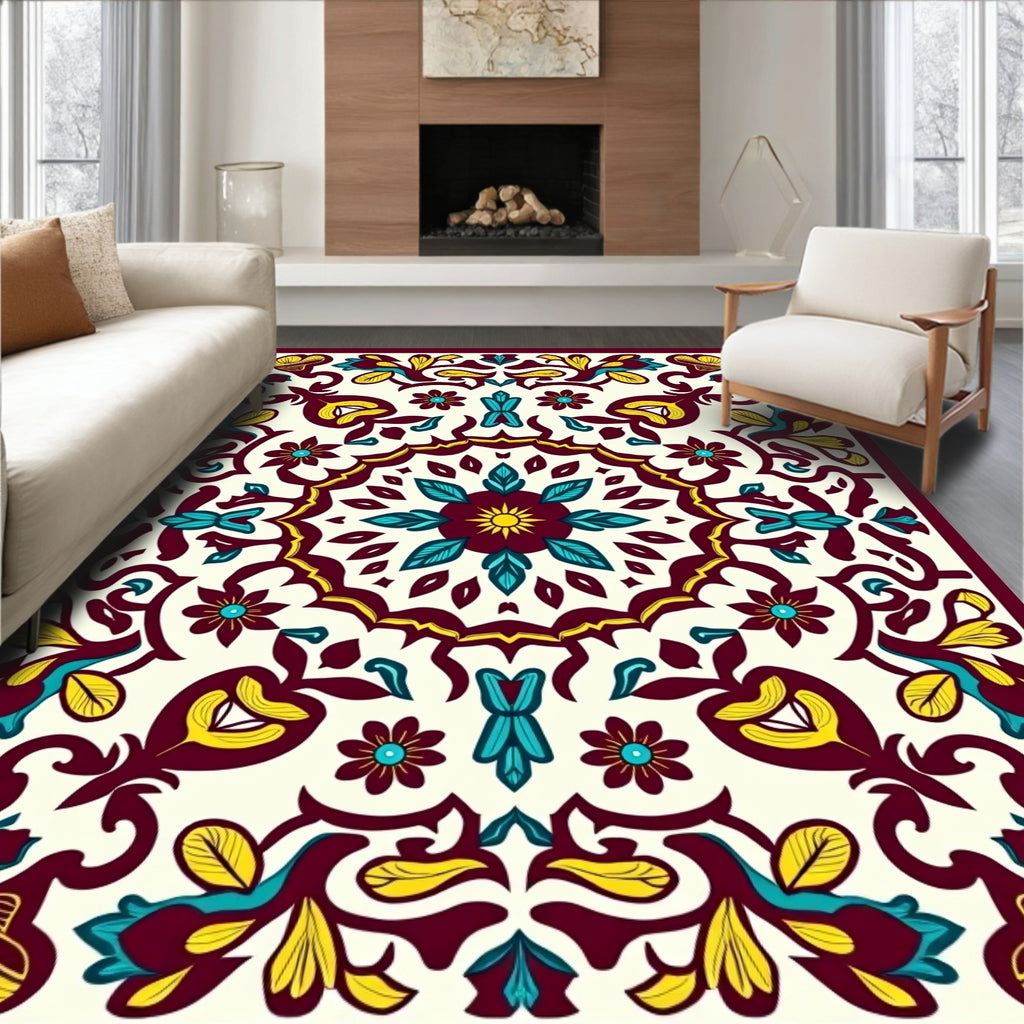 Ornate Floral Medallion Garden Design Rug