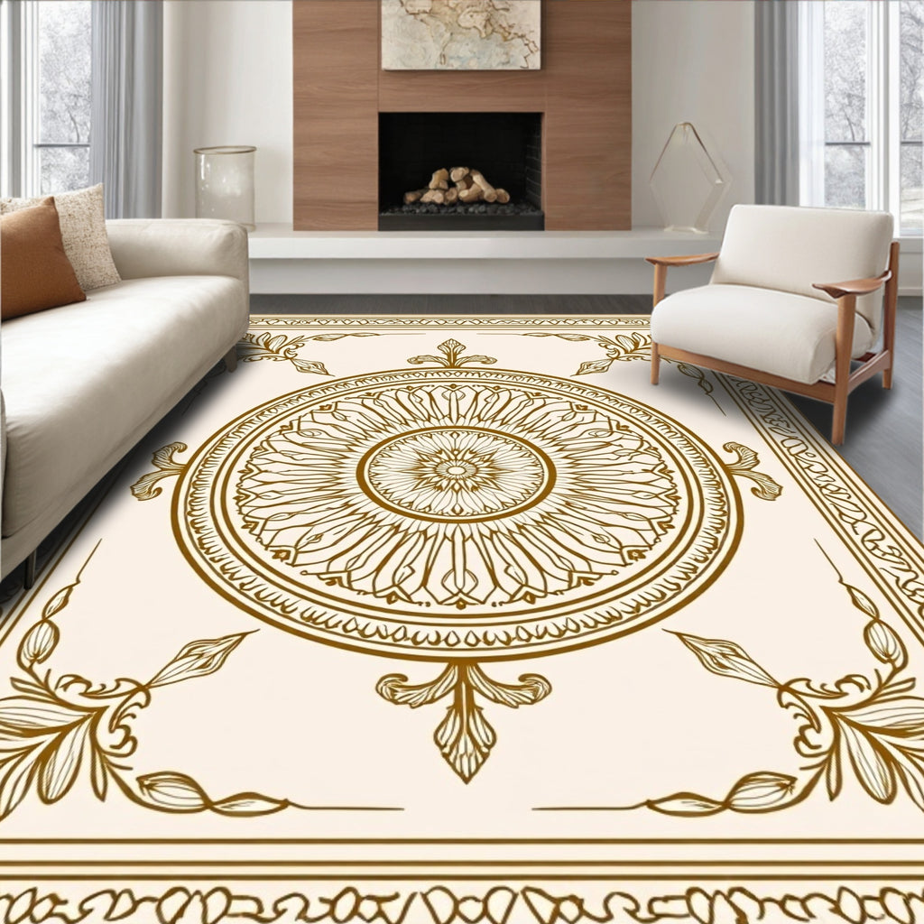 Grand Floral Mandala Decorative Border Rug
