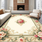 Floral Scrollwork Luxurious Ivory Rug