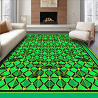 Emerald Green Diamond Geometric Pattern Rug