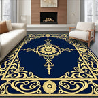 Ornate Golden Floral Medallion Rug