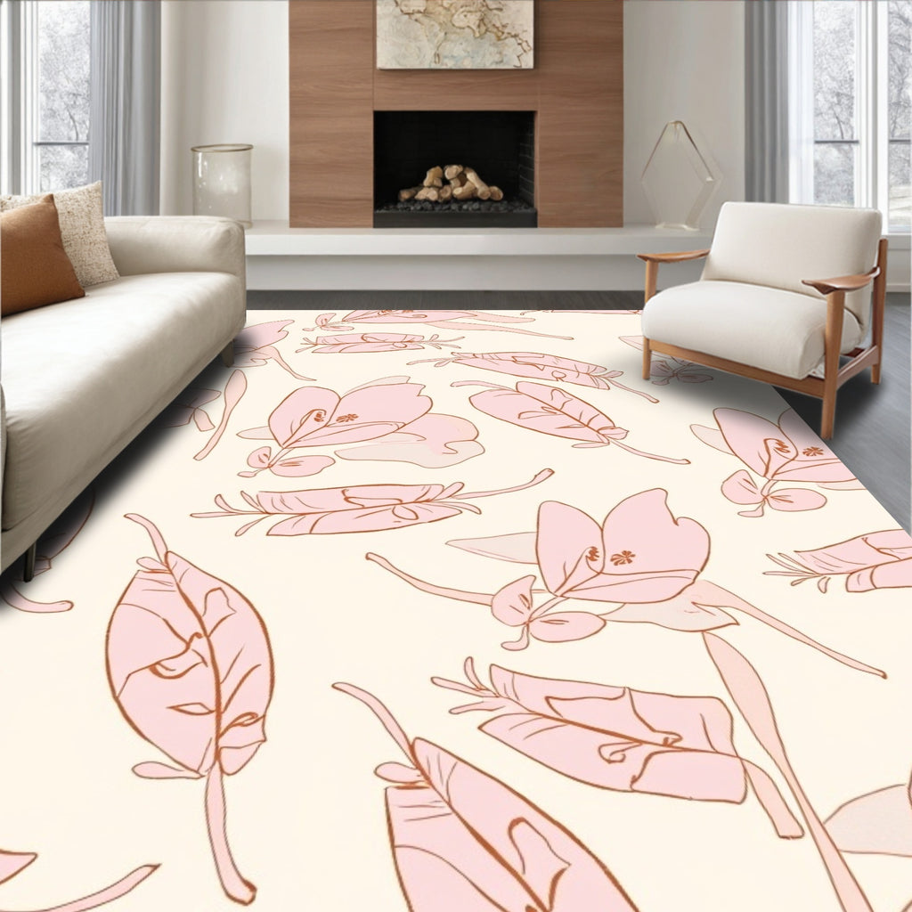 Soft Pink Floral Pattern Design Rug