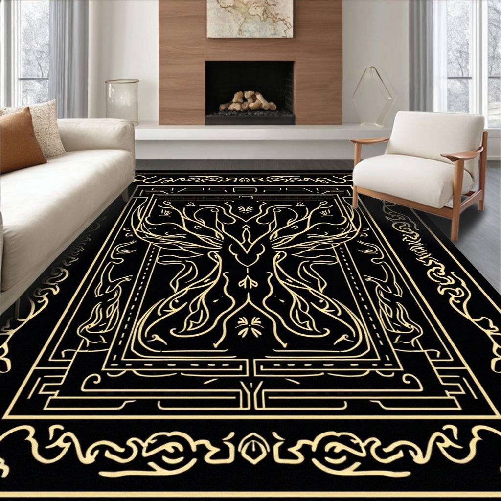 Art Nouveau Gold Tree Design Rug