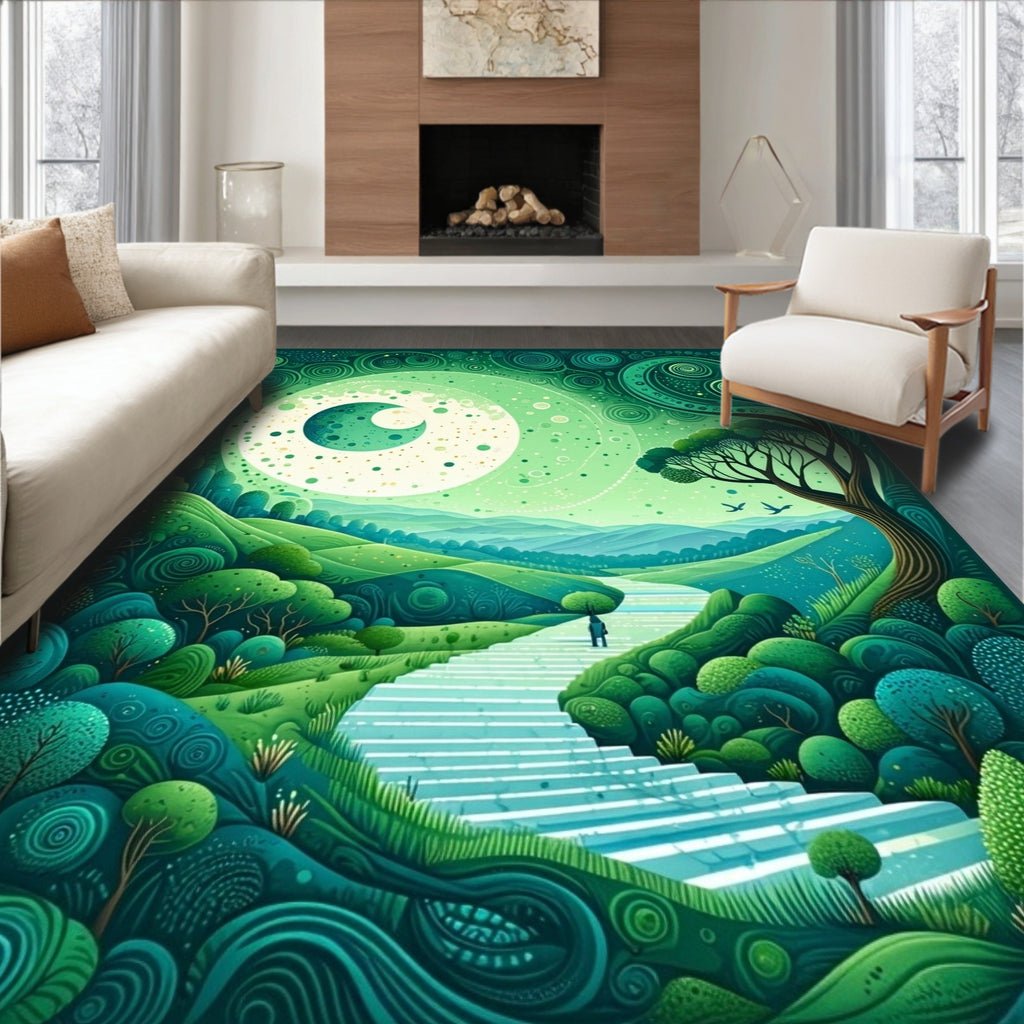 Enchanting Nature Spiral Landscape Rug